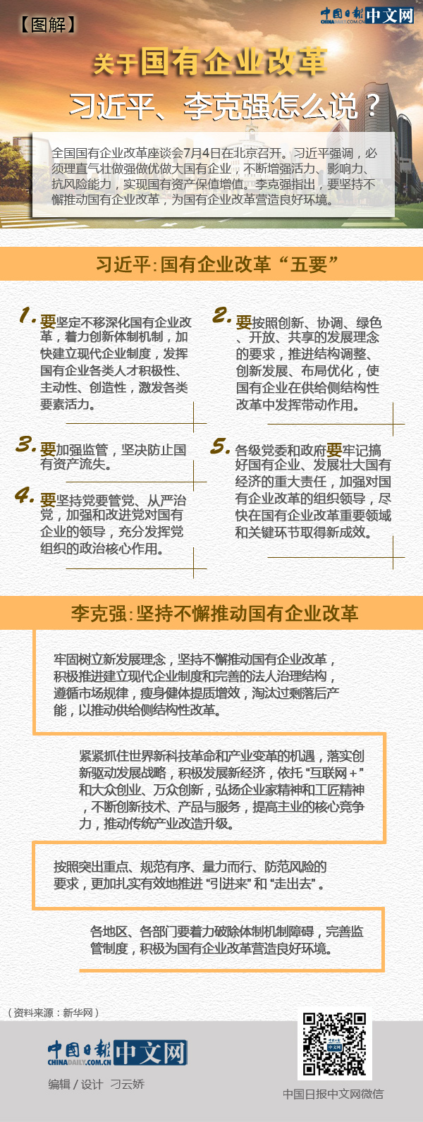 圖解│關(guān)于國有企業(yè)改革，習(xí)近平、李克強(qiáng)怎么說？